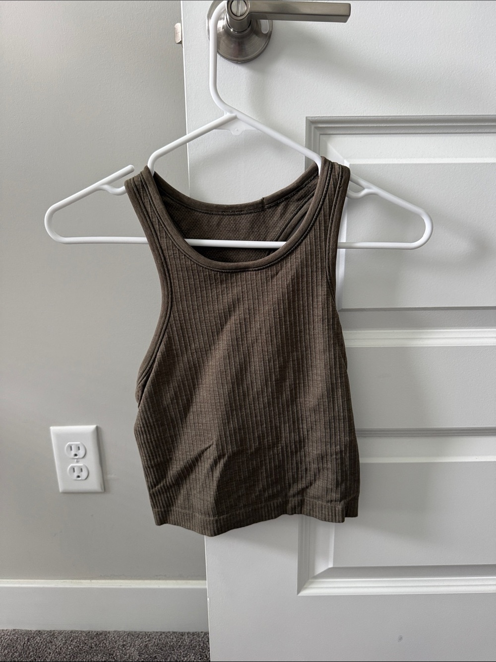Lululemon Ebb to Street Cropped Ribbed Sleeveless Crop Tank Top - Brown